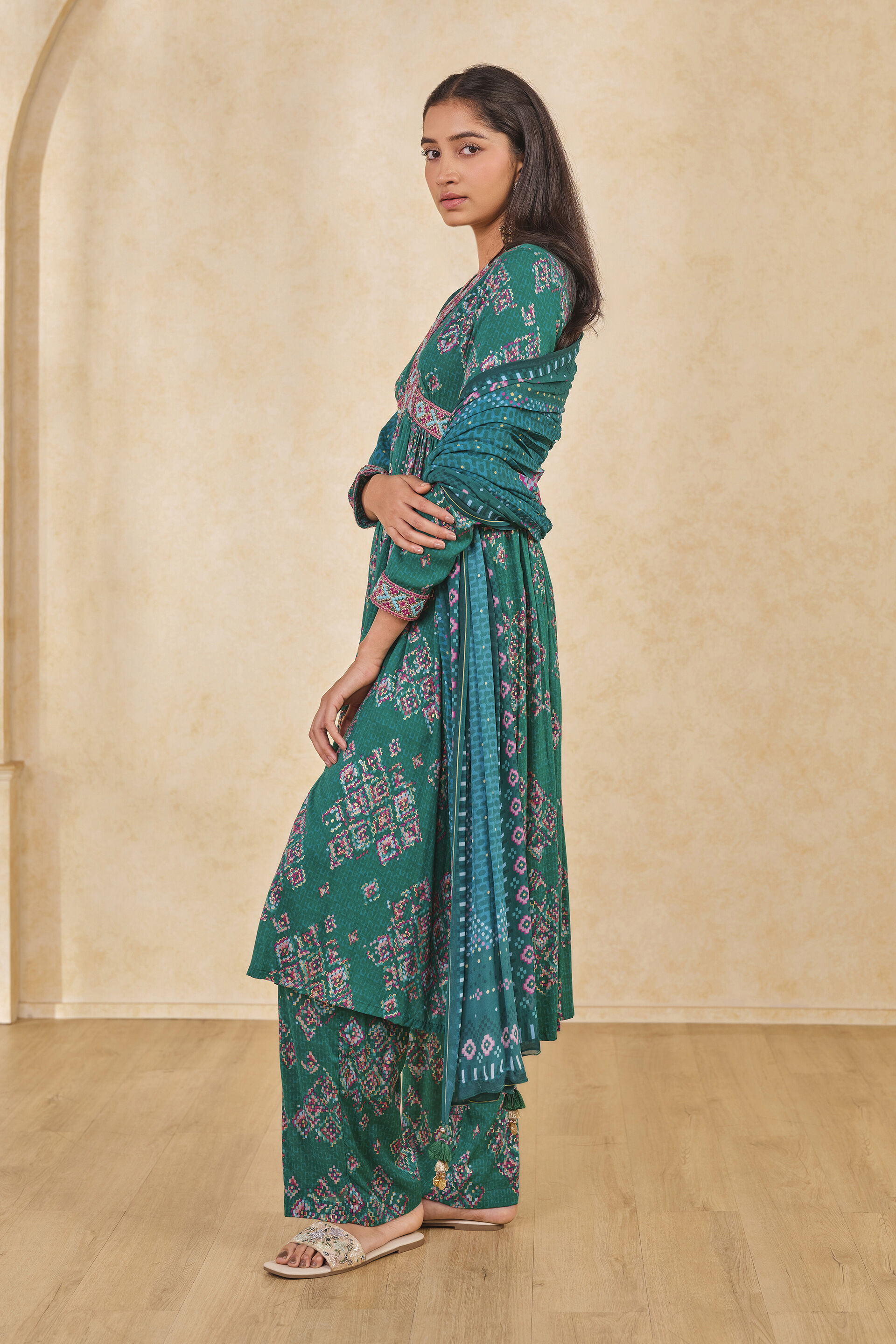 The Sukoon Kurta Set, Green, image 4